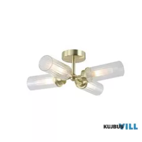   ALADDIN 29984SB Imperial 4LT Flush, Satin Brass and Clear Ribbed Glass