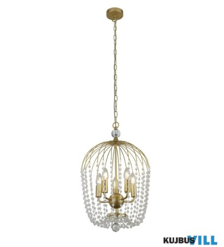 ALADDIN 30216-5GO Shower 5Lt Pendant -Gold Metal > Clear Crystal