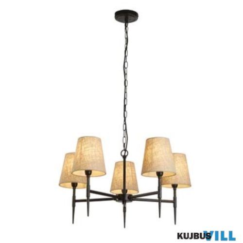 ALADDIN 30690-5BK Gothic 5Lt Pendant - Hammered Black with Natural Linen Shade