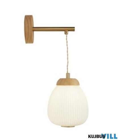 ALADDIN 31412-1NA Ella Wall Lamp - Wood with opal ribbed glass shade