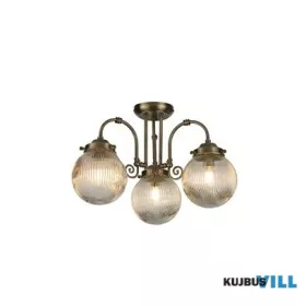   ALADDIN 32593-3AB Belvue 3Lt Flush  - Antique Brass Metal & Clear Glass