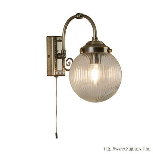 ALADDIN 3259AB Belvue Wall Light - Antique Brass > Clear Globe Shade, IP44