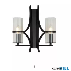   ALADDIN 33210-2BK Lux & Belle 2Lt Wall Light - Matt Black Metal & Ribbed Glass
