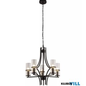   ALADDIN 33210-5BK Lux & Belle 5Lt Pendant - Matt Black Metal & Ribbed Glass