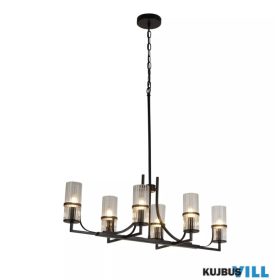   ALADDIN 33210-6BK Lux & Belle 6Lt Pendant - Matt Black Metal & Ribbed Glass
