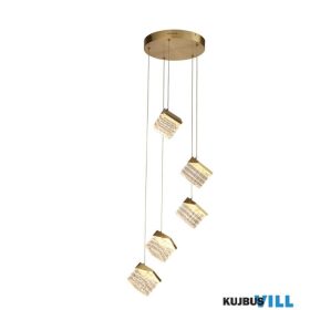   ALADDIN 33640-5SB Cuboid 5Lt LED Multi Drop Pendant, Satin Brass Metal with Cl
