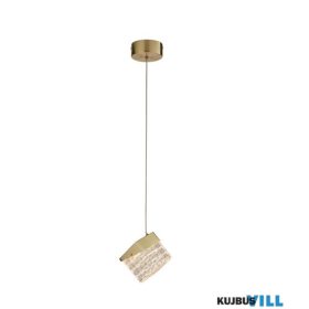   ALADDIN 33640SB Cuboid LED Pendant, Satin Brass Metal with Clear Acrylic