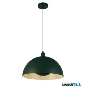   ALADDIN 35410GR Mars 1LT Pendant, Matt Green Metal > Cream Inner 25cm