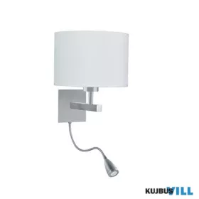   ALADDIN 3550SS Hotel LED Dual Arm Wall Light - Satin Silver & Fabric Shade
