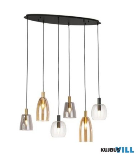 ALADDIN 36463-6BK Divine 6Lt Multi Drop Pendant -Matt Black with Mixed Glass