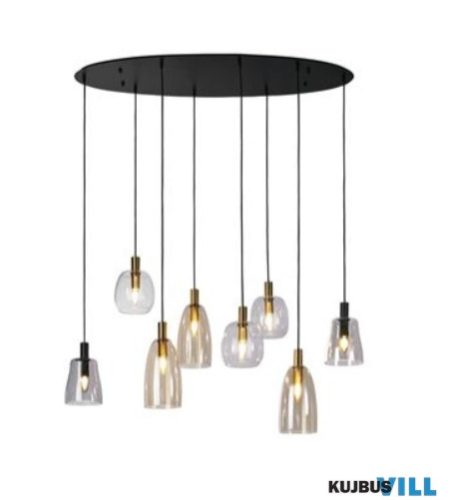 ALADDIN 36463-8BK Divine 8Lt Multi Drop Pendant - Matt Black with Mixed Glass