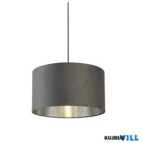   ALADDIN 41204DGY Lux & Belle Drum Shade- Dark Grey Velvet & Silver Inner ⌀50