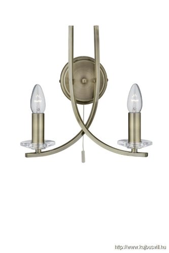 ALADDIN 4162-2AB Ascona 2Lt Wall Light - Antique Brass > Clear Glass