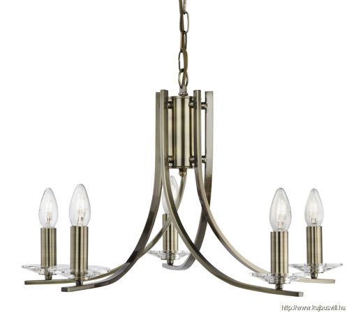 ALADDIN 4165-5AB Ascona 5Lt Pendant - Antique Brass > Clear Glass Sconces