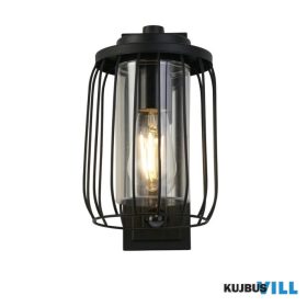   ALADDIN 44610BK-PIR Reed 1Lt Wall Light with PIR , Black Metal and PC Shade