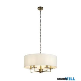   ALADDIN 4785-5AB Knightsbridge 5Lt Pendant- Antique Brass > White Linen Shade