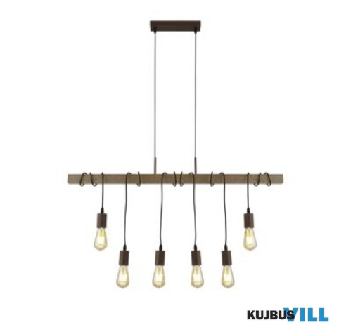 ALADDIN 4876-6BR Barn 6Lt Pendant  - Wood > Black Metal