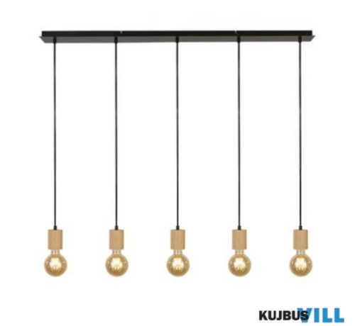 ALADDIN 50212-5NA Spinny 5Lt Bar Pendant- Wood > Black Metal