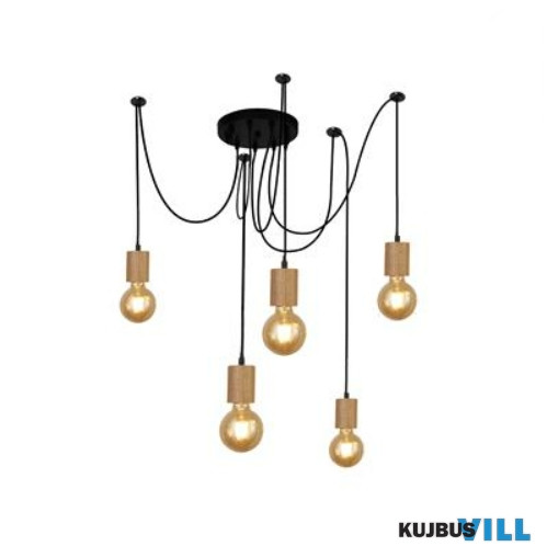 ALADDIN 50213-5NA Spinny 5Lt Pendant - Wood > Black Metal