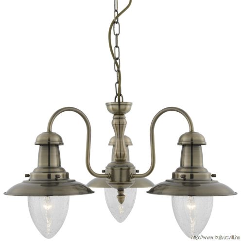 ALADDIN 5333-3AB Fisherman II 3Lt Pendant- Antique Brass > Glass Shade