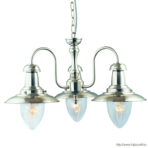 ALADDIN 5333-3SS Fisherman 3Lt Pendant - Satin Silver > Seeded Glass Shades