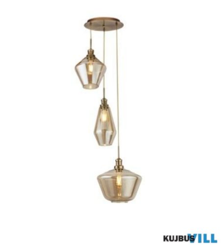 ALADDIN 5423-3AB Mia 3Lt Pendant - Antique Brass > Smoked Glass