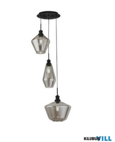 ALADDIN 5423-3BK Mia 3Lt Pendant - Black Metal> Smoked Glass