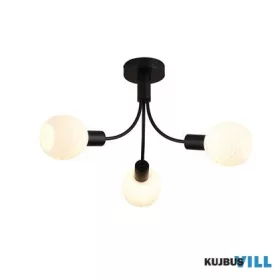   ALADDIN 54713-3BK Nova 3Lt Ceiling Lamp, Black Metal with Frosted Glass Shade