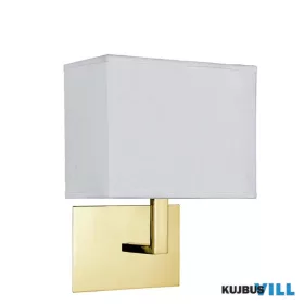   ALADDIN 5519SB Hotel Wall Light - Satin Brass Metal & White Fabric Shade