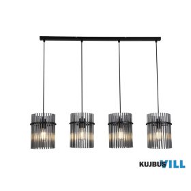   ALADDIN 55620-4SM Swizzle 4Lt Bar Pendant, Matt Black Metal with Smoked Rods