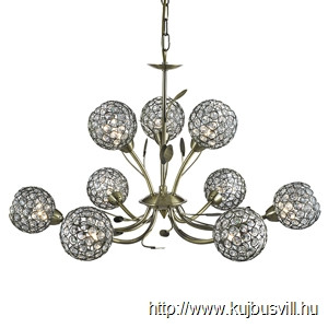 ALADDIN 5579-9AB Bellis II 9Lt Pendant - Antique Brass > Clear Glass Shade