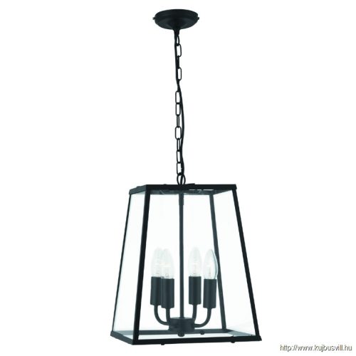 ALADDIN 5614BK Lantern Noir 4Lt Pendant - Black Metal > Glass