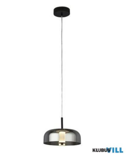 ALADDIN 59803-1SM Frisbee LED Pendant - Black Metal > Smoked Glass