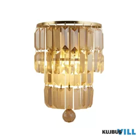   ALADDIN 61321-2SB Empire 2LT Wall Light, Satin Brass Metal & Champagne Crystal