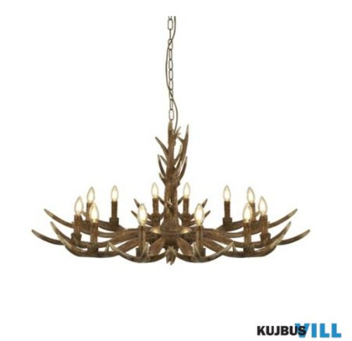 ALADDIN 6416-12BR Stag 12Lt Pendant - Brown Wood Finish Resin