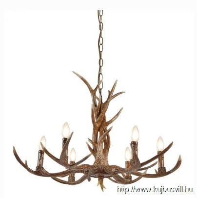 ALADDIN 6416-6BR Stag 6Lt Pendant - Brown Wood Finish Resin