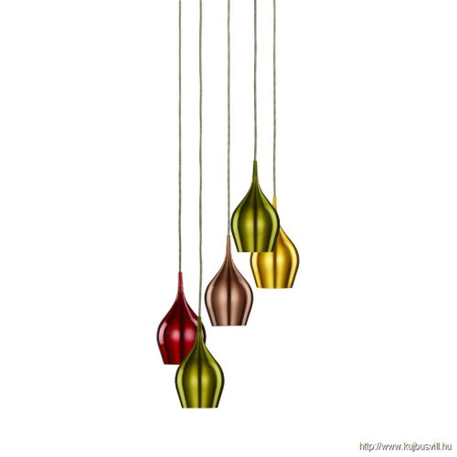 ALADDIN 6465-5 Vibrant 5Lt Multi-Drop Pendant - Multi-Coloured Aluminium