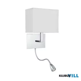   ALADDIN 6519CC Hotel Wall Light - Chrome Metal & White Fabric Shade