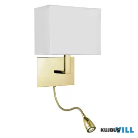   ALADDIN 6519SB Hotel Wall Light- Satin Brass Metal & White Fabric Shade