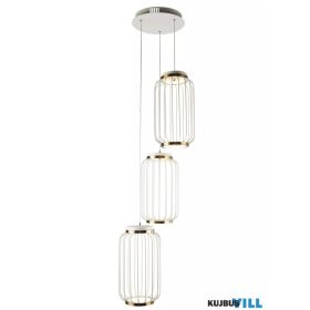   ALADDIN 75091-3SB Lux & Belle 3Lt LED Multi Drop Pendant - Satin Brass & White