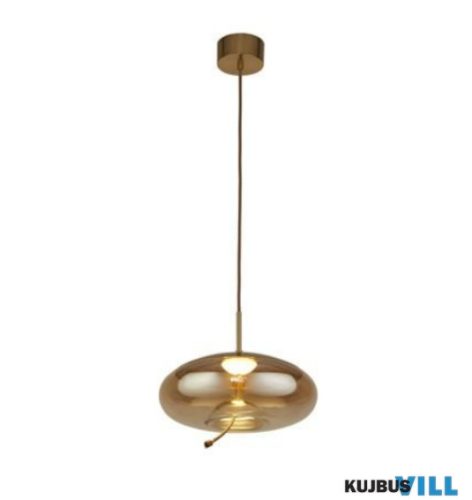 ALADDIN 75131-1AM Lisbon LED Pendant - Satin Brass > Amber Glass