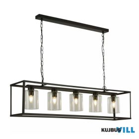   ALADDIN 7875-5BK Lux & Belle 5Lt Ceiling Pendant - Black Metal & Clear Glass