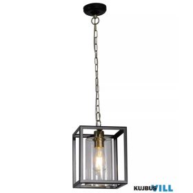   ALADDIN 7876SB Lux&Belle 1LT Pendant-MattBlack&SatinBrass Metal,ClearGlass