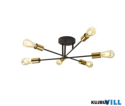 ALADDIN 8046-6BK Armstrong 6Lt Ceiling Light - Black > Satin Brass Metal