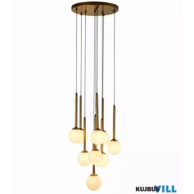   ALADDIN 82603-9BR Lux & Belle 9Lt Multi Drop Pendant - Gold Metal & Opal Glass