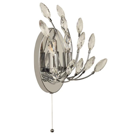 ALADDIN 86012-2CC Peacock 2Lt Wall Light - Crystal > Metal