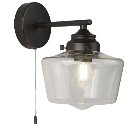 ALADDIN 8708-1BK School House Wall Light - Black Metal > Opal Glass