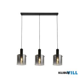   ALADDIN 88912-3BK Sweden 3Lt Bar Pendant - Black Metal & Smoked Ombre Glass