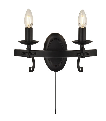 ALADDIN 8902-2BK Cartwheel III 2Lt Wall Light - Black Wrought Iron