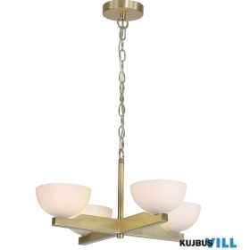   ALADDIN 91340-4SB Lux&Belle 4LT Pendant- Satin Brass Metal & Opal White Glass